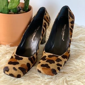 Vintage Dolce & Gabbana Leopard Pony Hair Pumps
